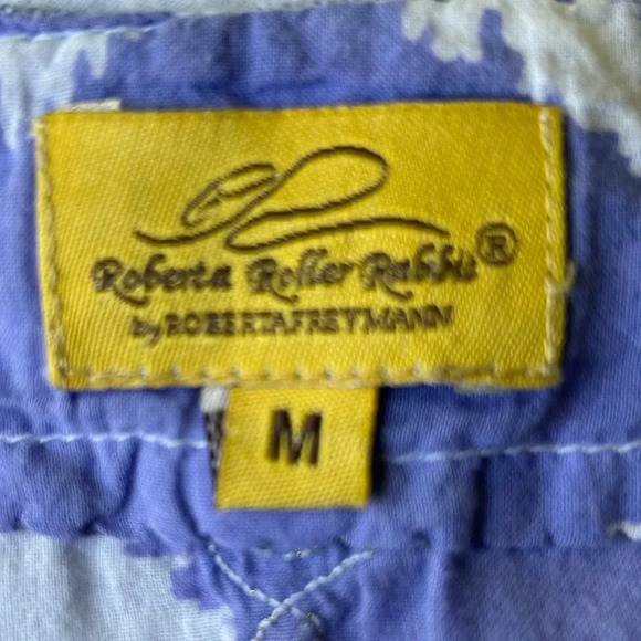 Roberta Roller Rabbit tunic v neck purple white batik cotton 3/4 sleeves Size M - Picture 6 of 7